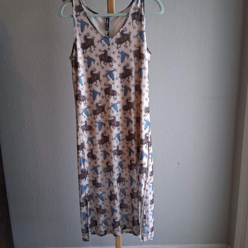 2 Fly.Co Western Mesh Midi Dress Sz.S NWT Festival - Picture 2 of 15